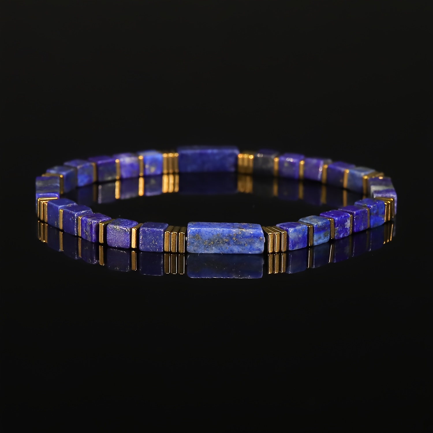2pcs Lapis Lazuli & Turquoise Square Beaded Bracelet Set